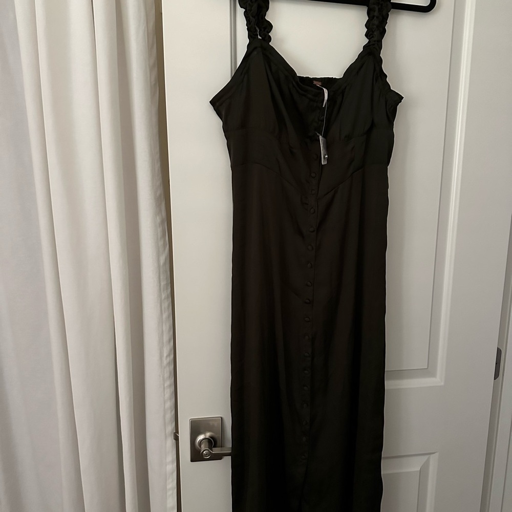 Chic olive green Button-Down Dress